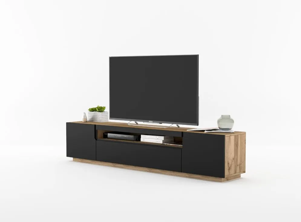 Szafka RTV NOLA 2 dąb artisan/czarny mat stojąca I sklep meblowy MIRAT. styl LOFT