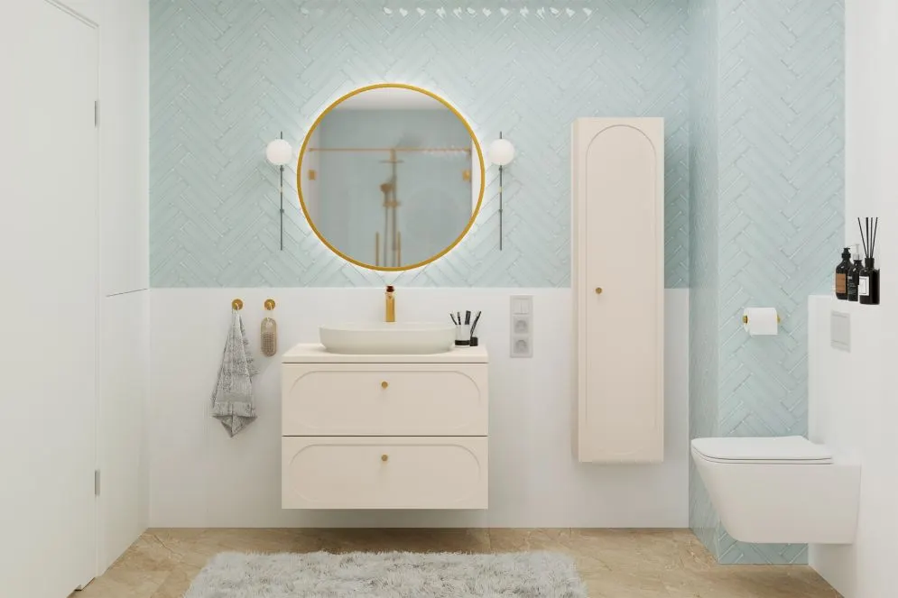 Wysoka szafka łazienkowa DONNA SAND 1D 35 cm beż piaskowy I sklep meblowy MIRAT. styl SKANDYNAWSKI kolekcja DONNA