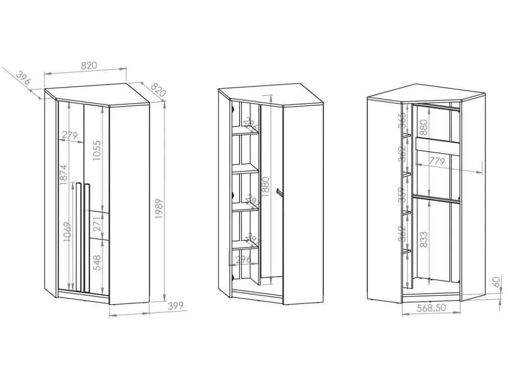 Szafa narożna DOT 2D buk/biała/szara do pokoju młodzieżowego I sklep meblowy MIRAT. styl SKANDYNAWSKI