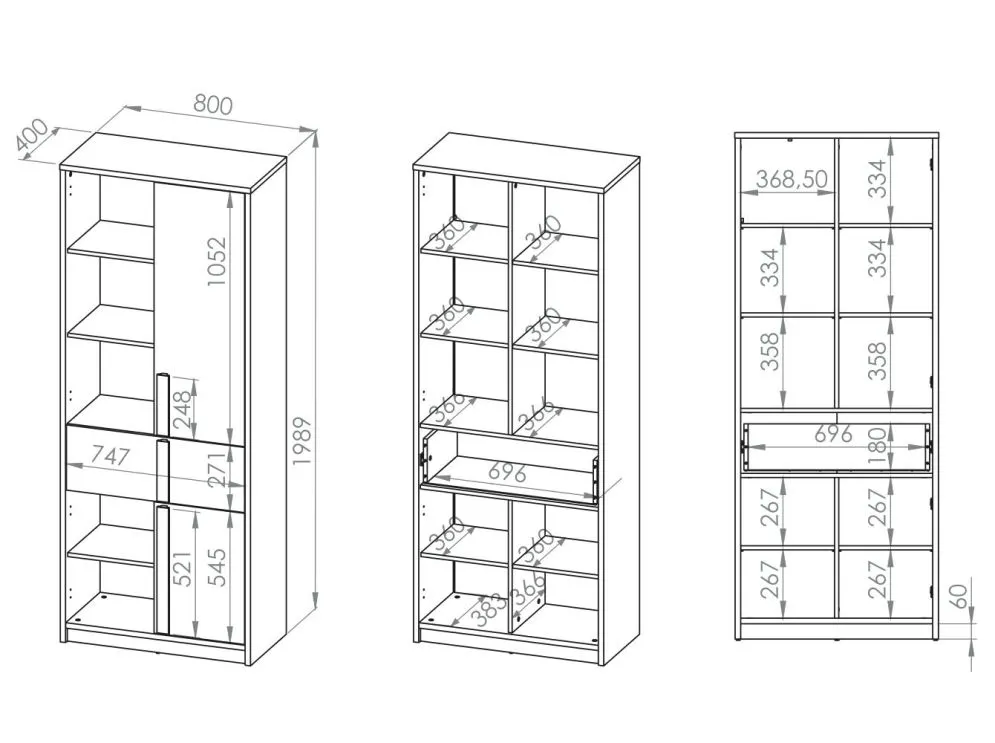 Regał DOT 80 buk/biały/szary z szufladą I sklep meblowy MIRAT. styl SKANDYNAWSKI kolekcja DOT