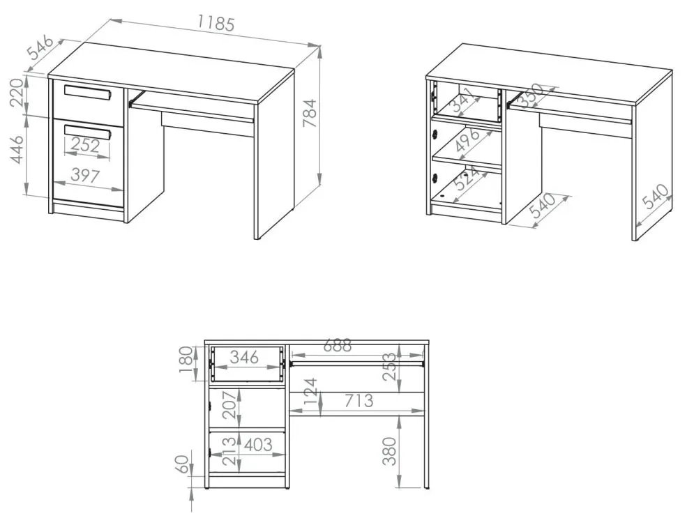 Biurko DOT buk/białe/szare młodzieżowe polskiej produkcji I sklep meblowy MIRAT. styl SKANDYNAWSKI kolekcja DOT