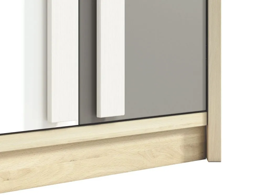 Szafa narożna DOT 2D buk/biała/szara do pokoju młodzieżowego I sklep meblowy MIRAT. styl SKANDYNAWSKI