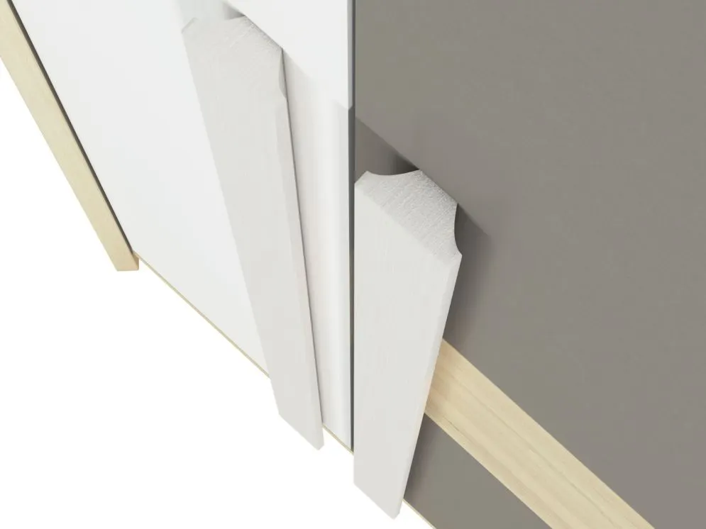 Szafa narożna DOT 2D buk/biała/szara do pokoju młodzieżowego I sklep meblowy MIRAT. styl SKANDYNAWSKI