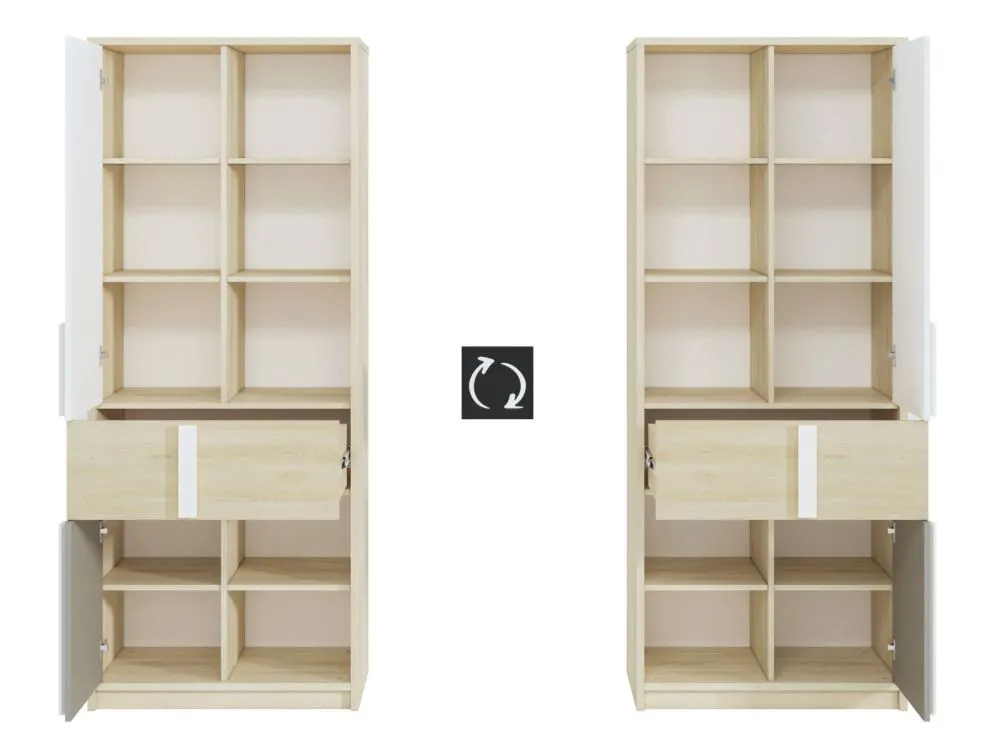 Regał DOT 80 buk/biały/szary z szufladą I sklep meblowy MIRAT. styl SKANDYNAWSKI kolekcja DOT