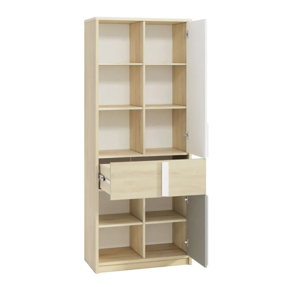 Regał DOT 80 buk/biały/szary z szufladą I sklep meblowy MIRAT. styl SKANDYNAWSKI kolekcja DOT