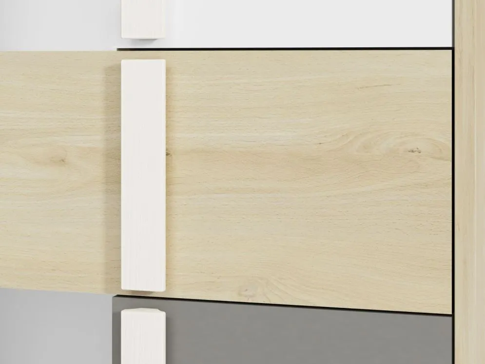Regał DOT 80 buk/biały/szary z szufladą I sklep meblowy MIRAT. styl SKANDYNAWSKI kolekcja DOT
