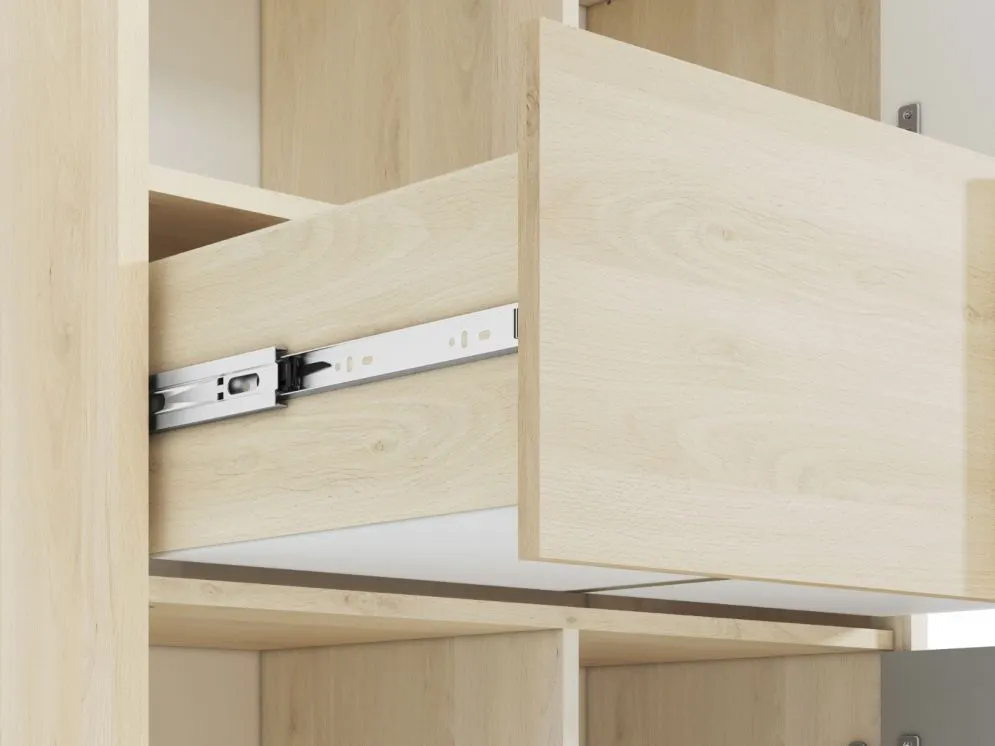 Regał DOT 80 buk/biały/szary z szufladą I sklep meblowy MIRAT. styl SKANDYNAWSKI kolekcja DOT