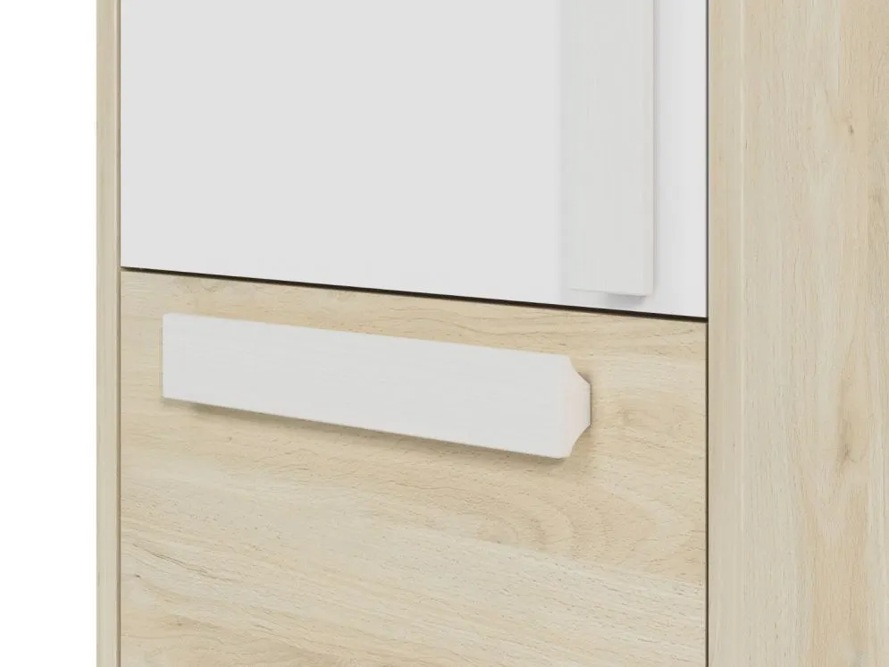 Szafa DOT 1D buk/biała/szara bieliźniarka polskiej produkcji I sklep meblowy MIRAT. styl SKANDYNAWSKI kolekcja DOT