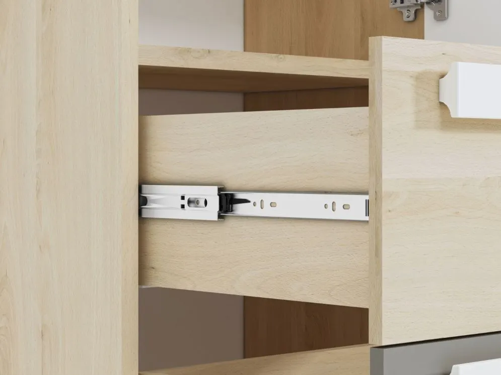 Szafa DOT 1D buk/biała/szara bieliźniarka polskiej produkcji I sklep meblowy MIRAT. styl SKANDYNAWSKI kolekcja DOT