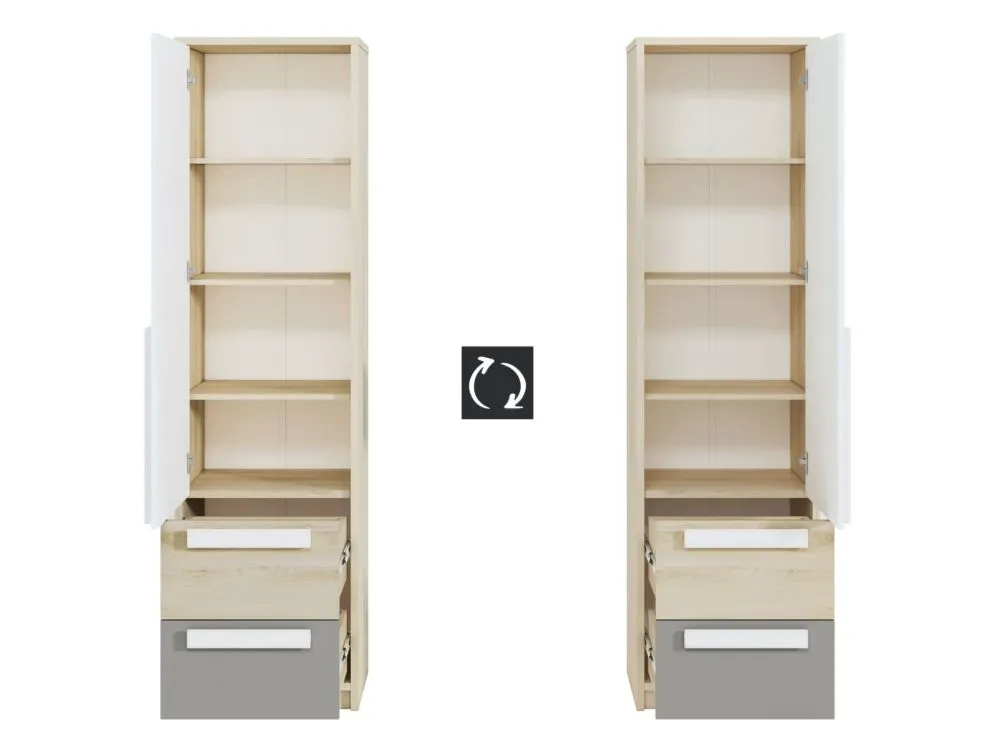 Szafa DOT 1D buk/biała/szara bieliźniarka polskiej produkcji I sklep meblowy MIRAT. styl SKANDYNAWSKI kolekcja DOT