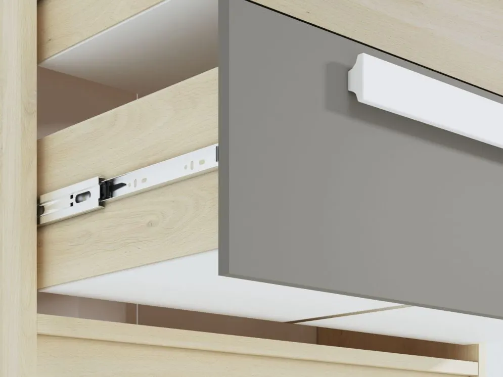 Komoda wysoka DOT buk/biała/szara z szufladami I sklep meblowy MIRAT. styl SKANDYNAWSKI