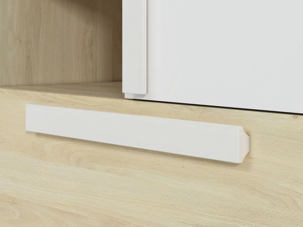 Komoda wysoka DOT buk/biała/szara z szufladami I sklep meblowy MIRAT. styl SKANDYNAWSKI