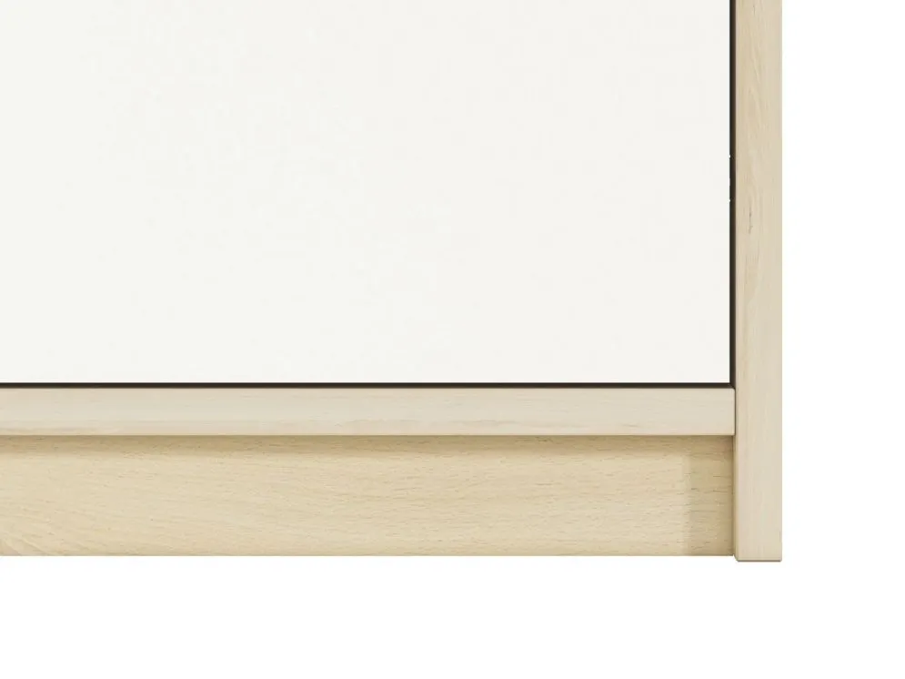 Komoda DOT 138 buk/biała/szara trzyszufladowa polskiej produkcji I sklep meblowy MIRAT. styl SKANDYNAWSKI kolekcja DOT