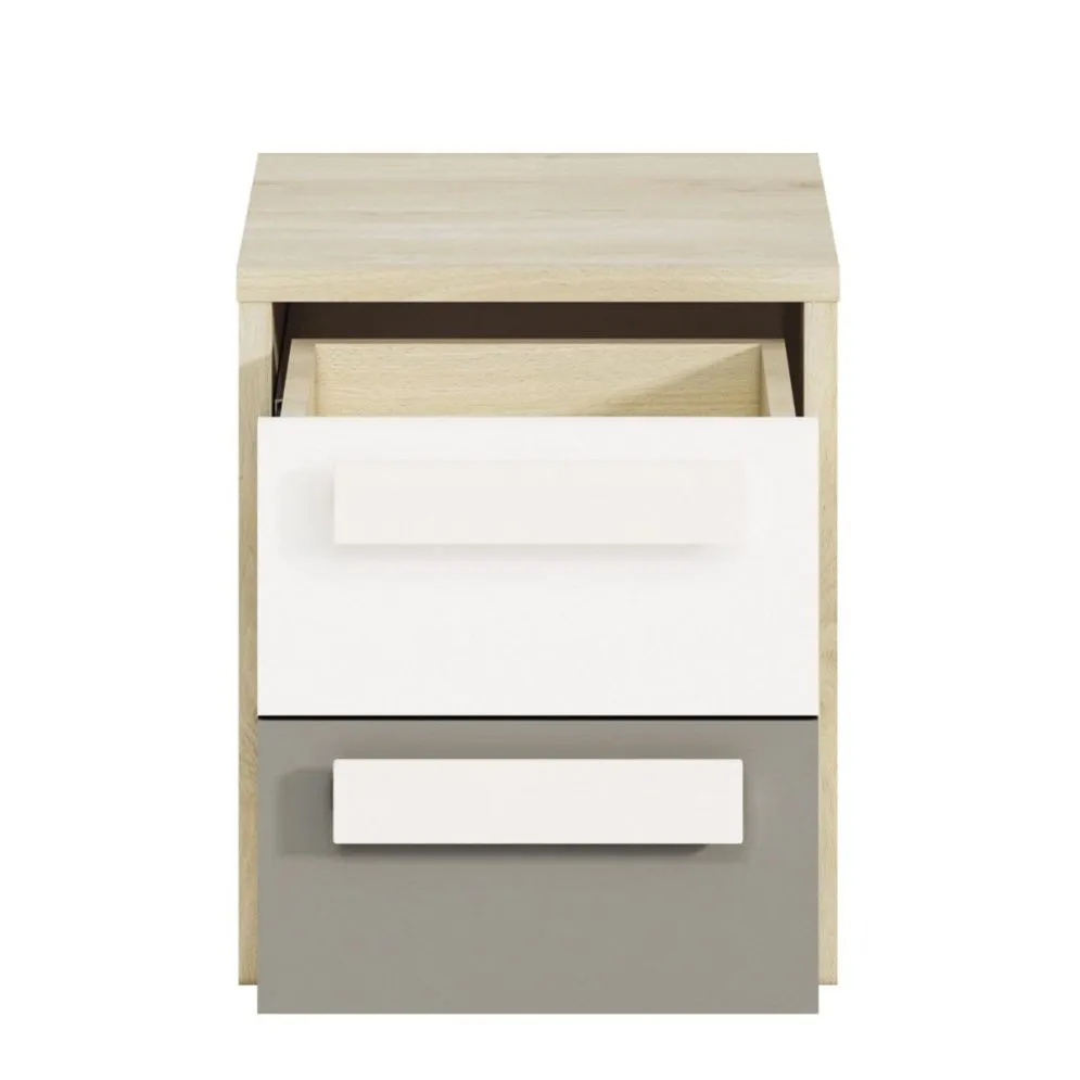 Szafka nocna DOT buk/biała/szara dla dziecka w stylu skandynawskim I sklep meblowy MIRAT. styl SKANDYNAWSKI kolekcja DOT