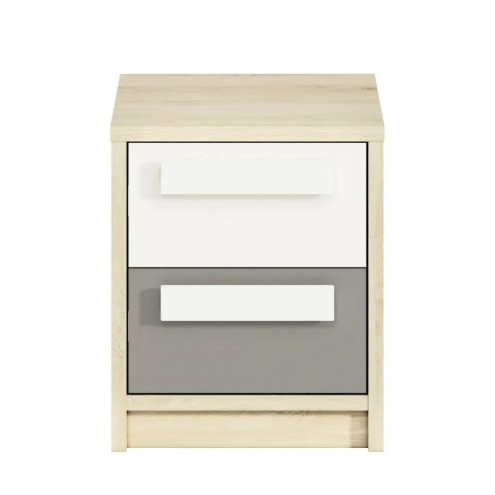 Szafka nocna DOT buk/biała/szara dla dziecka w stylu skandynawskim I sklep meblowy MIRAT. styl SKANDYNAWSKI kolekcja DOT