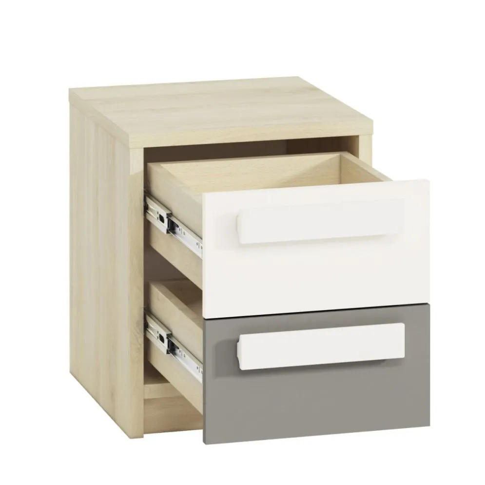 Szafka nocna DOT buk/biała/szara dla dziecka w stylu skandynawskim I sklep meblowy MIRAT. styl SKANDYNAWSKI kolekcja DOT