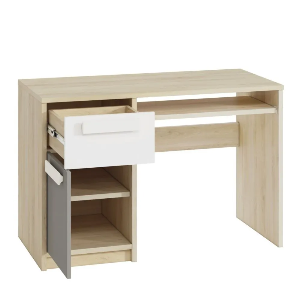 Biurko DOT buk/białe/szare młodzieżowe polskiej produkcji I sklep meblowy MIRAT. styl SKANDYNAWSKI kolekcja DOT