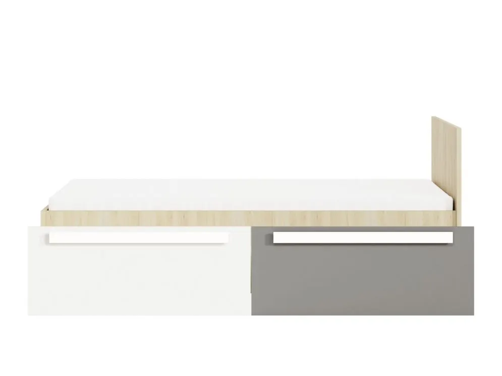 Łóżko DOT 90x200 buk/białe/szare z szufladami młodzieżowe I sklep meblowy MIRAT. styl SKANDYNAWSKI kolekcja DOT