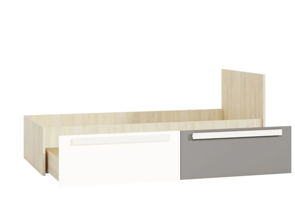 Łóżko DOT 90x200 buk/białe/szare z szufladami młodzieżowe I sklep meblowy MIRAT. styl SKANDYNAWSKI kolekcja DOT