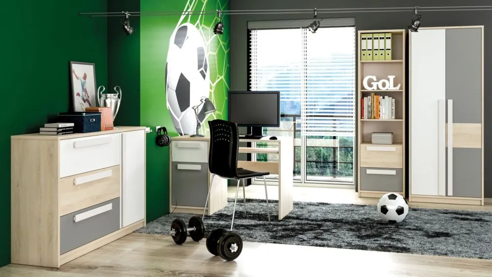 Regał DOT 55 buk/szary do pokoju dziecięcego I sklep meblowy MIRAT. styl SKANDYNAWSKI kolekcja DOT