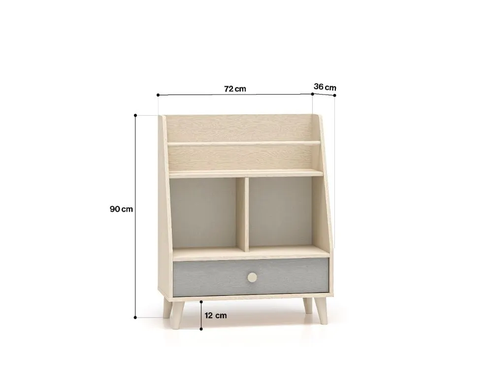 Regał dziecięcy MEVEL szary I sklep meblowy MIRAT. styl PASTELE kolekcja MEVEL
