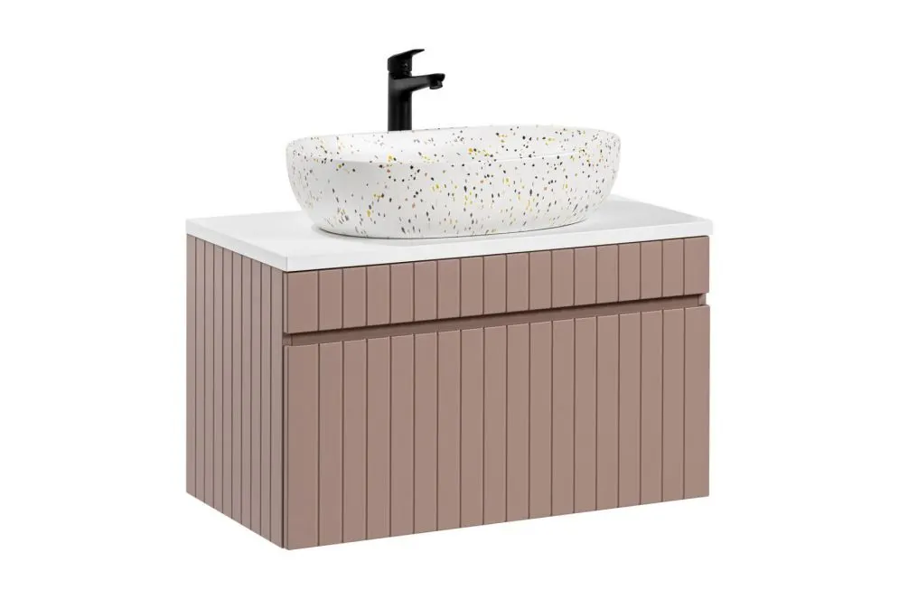 Szafka pod umywalkę ICONIC ROSE 82 80cm różowa wisząca I sklep meblowy MIRAT. styl RYFLOWANY