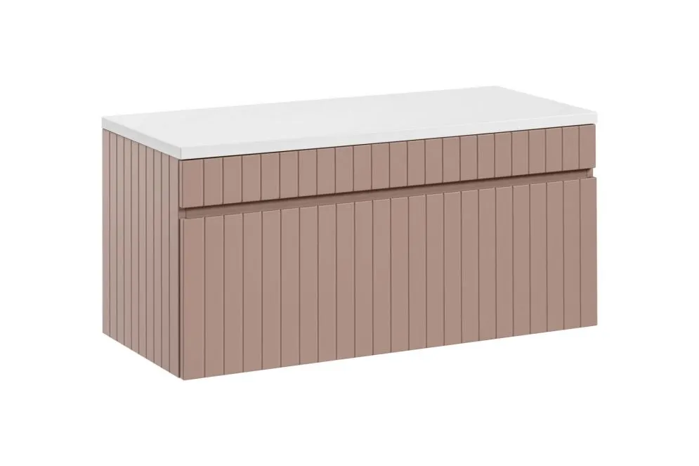 Szafka pod umywalkę nablatową ICONIC WHITE 82 z szufladą 100cm biała I sklep meblowy MIRAT. styl RYFLOWANY