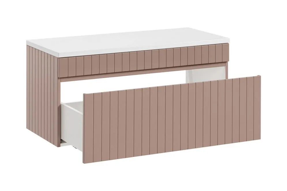 Szafka pod umywalkę nablatową ICONIC WHITE 82 z szufladą 100cm biała I sklep meblowy MIRAT. styl RYFLOWANY