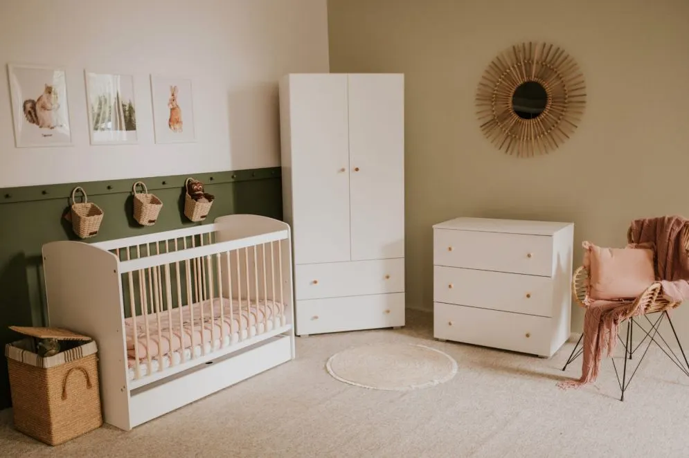 Szafa dwudrzwiowa KAROLINA 80cm biała z szufladami I sklep meblowy MIRAT. styl SKANDYNAWSKI kolekcja KAROLINA