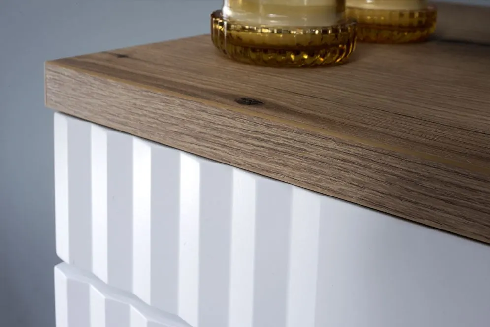 Szafka pod umywalkę FIJI WHITE 82 60cm biała frezowany pochwyt I sklep meblowy MIRAT. styl RYFLOWANY, SKANDYNAWSKI