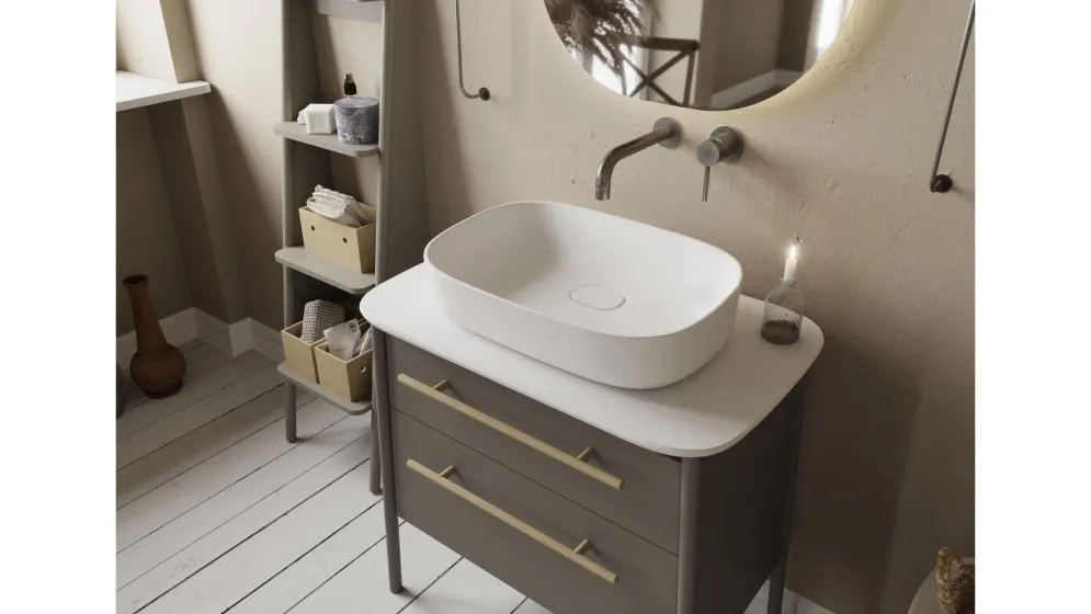 Umywalka nablatowa DUKLA 56x37 cm Solid Surface biały mat | MIRAT