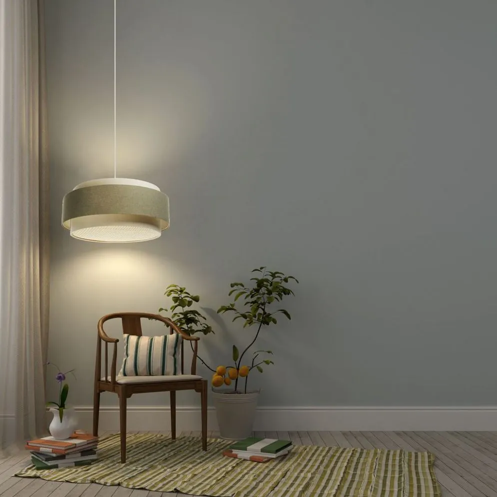 Lampa wisząca ERUTAN DUDU RATTAN kremowa/zielona minimalistyczna I sklep meblowy MIRAT.