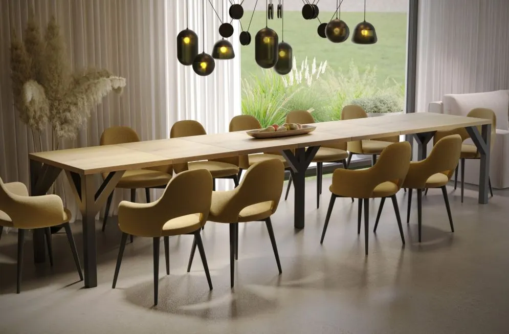 Stół rozkładany DUNAJ 130(350)x90 dąb natura 12-osobowy I sklep meblowy MIRAT. styl LOFT