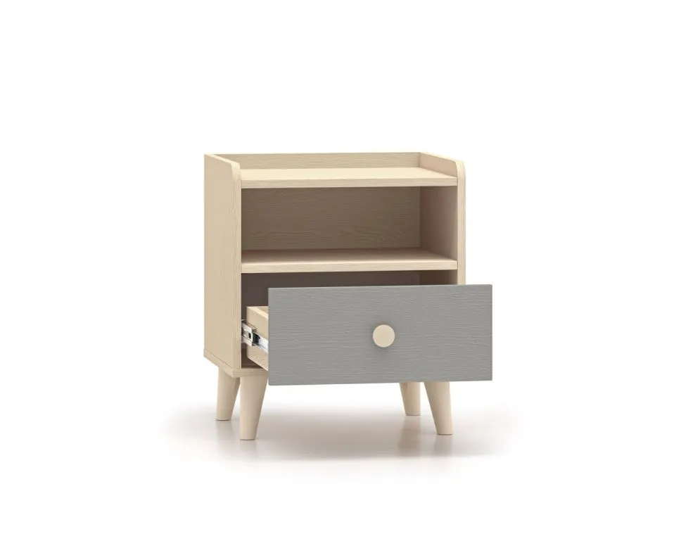 Szafka nocna dziecięca MEVEL szara I sklep meblowy MIRAT. styl PASTELE kolekcja MEVEL