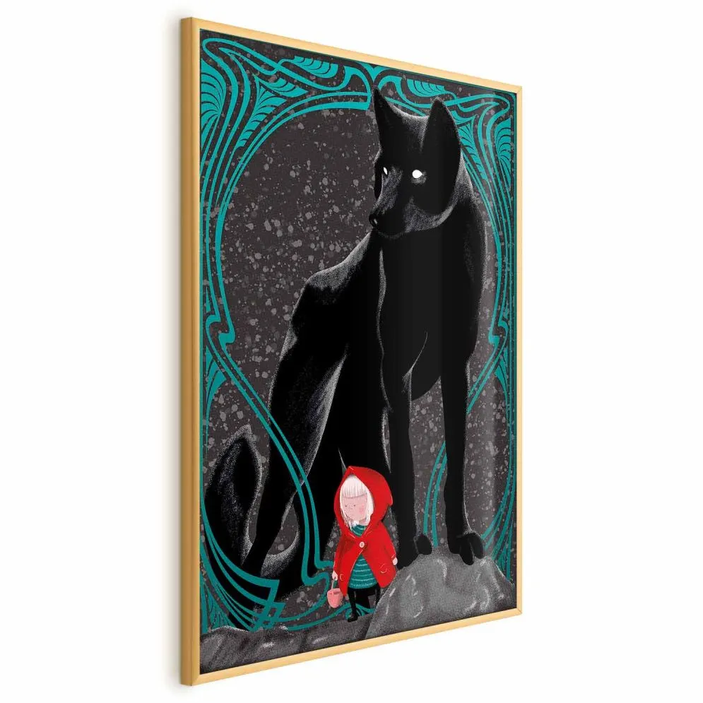 Plakat Czerwony kapturek 40x60 cm z ramą złotą bez marginesu | MIRAT.