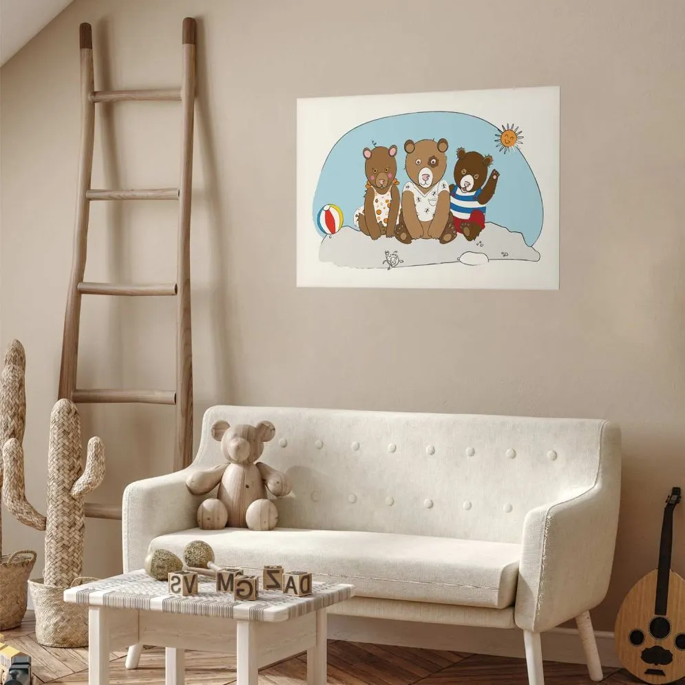 Plakat Misie na plaży 30x21 cm bez ramy bez marginesu | MIRAT.