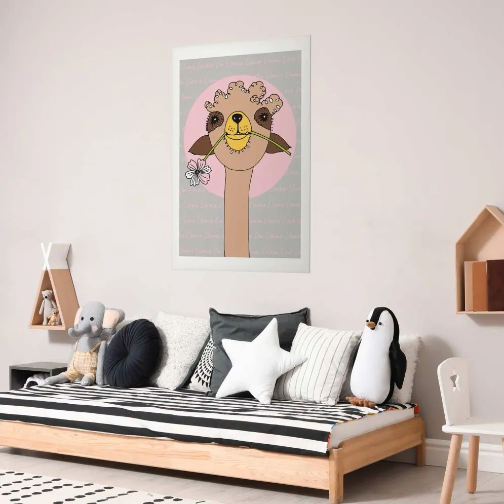 Plakat Wesoła lama 60x90 cm bez ramy z marginesem | MIRAT.