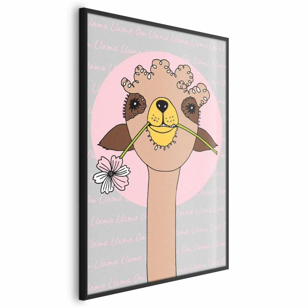 Plakat Wesoła lama 29,7x42 cm z ramą czarną bez marginesu | MIRAT.