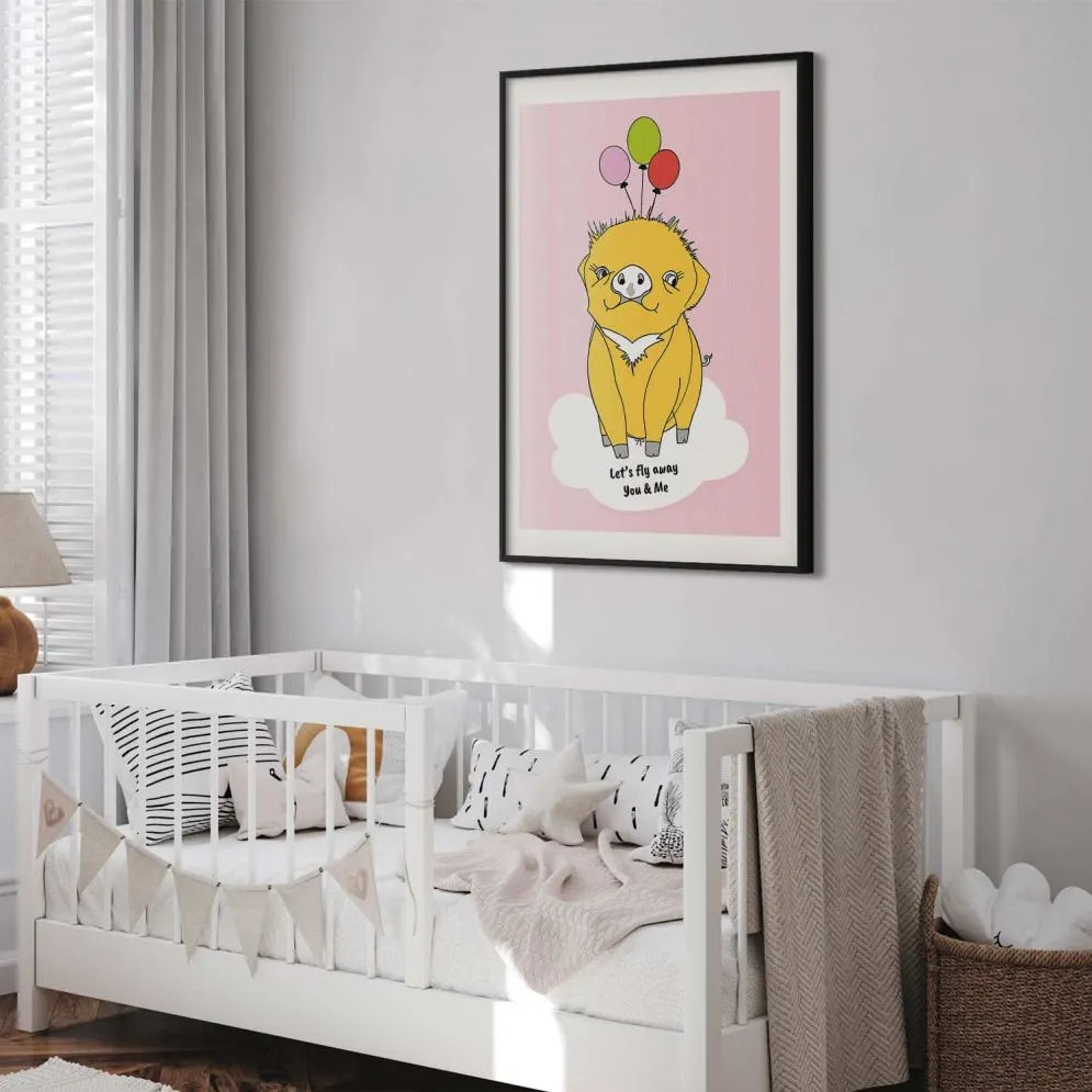 Plakat Podniebna świnka 29,7x42 cm z ramą czarną z marginesem | MIRAT.