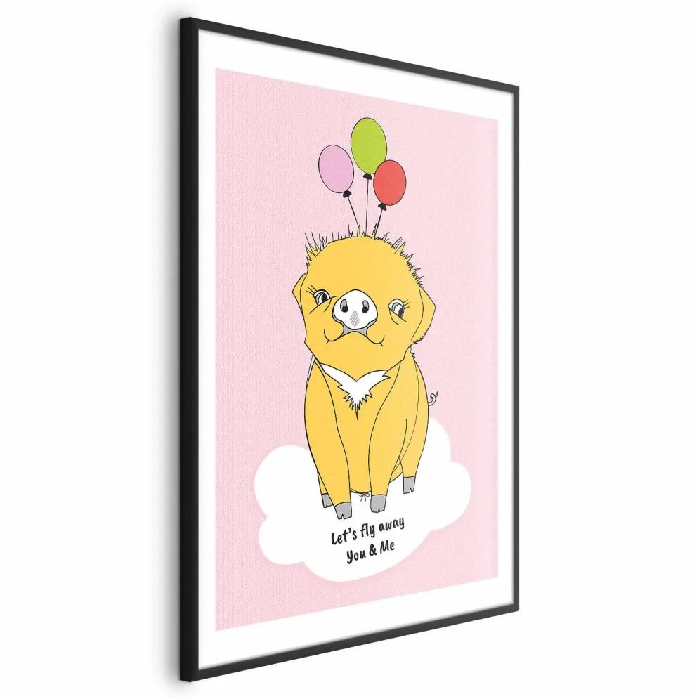 Plakat Podniebna świnka 29,7x42 cm z ramą czarną z marginesem | MIRAT.