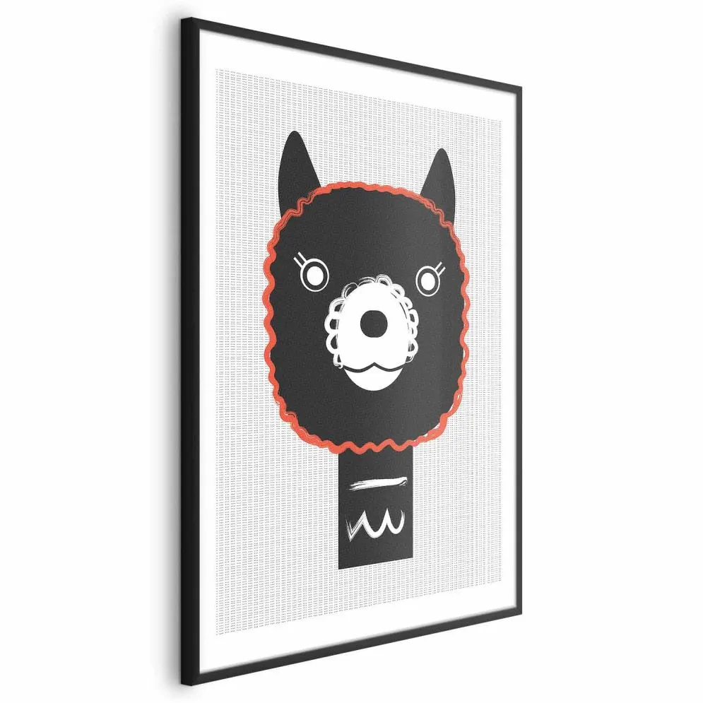 Plakat Dekoracyjna alpaka 21x30 cm z ramą czarną z marginesem | MIRAT.