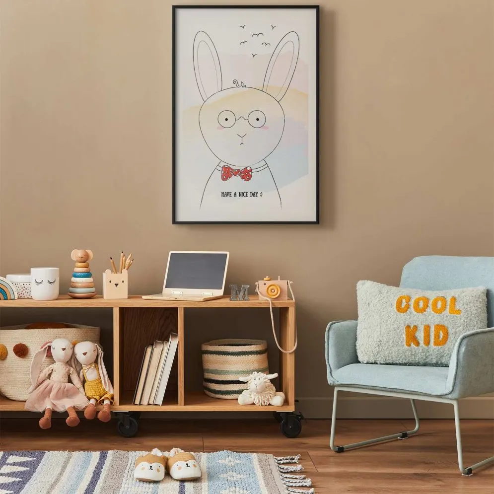 Plakat Pozdrowienia od królika 21x30 cm z ramą czarną z marginesem | MIRAT.