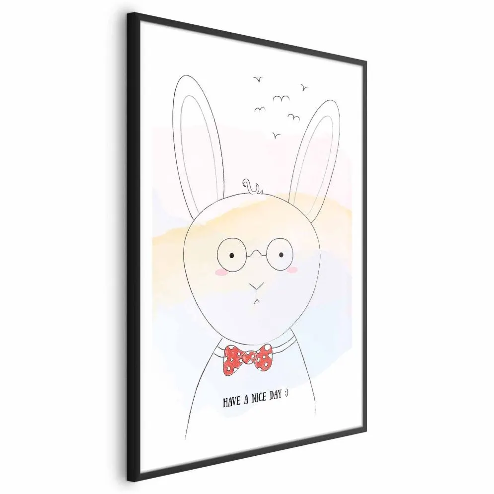 Plakat Pozdrowienia od królika 21x30 cm z ramą czarną z marginesem | MIRAT.