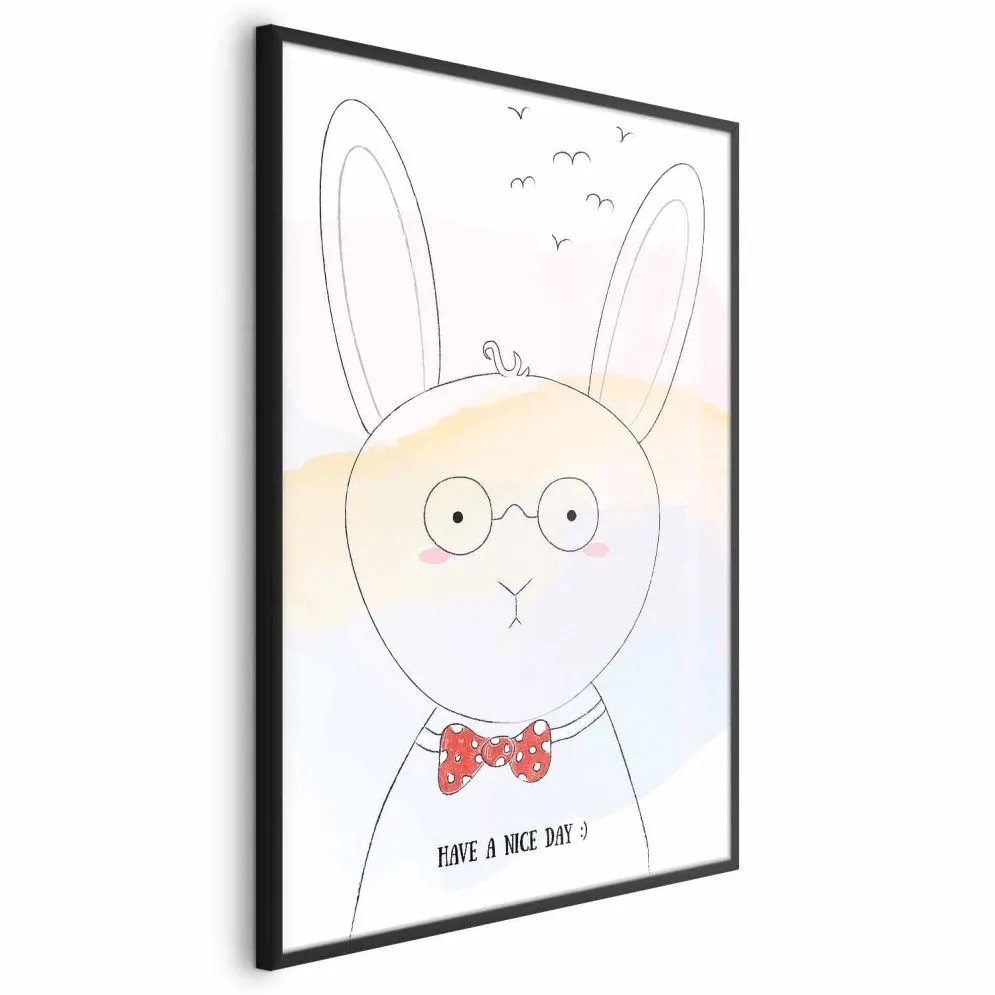 Plakat Pozdrowienia od królika 29,7x42 cm z ramą czarną bez marginesu | MIRAT.