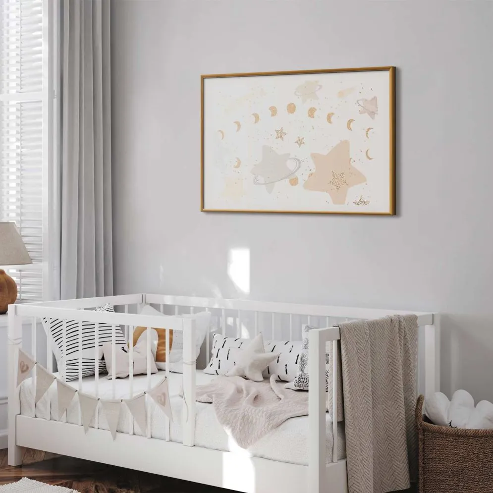 Plakat Księżyc i gwiazdy 60x40 cm z ramą złotą z marginesem | MIRAT.