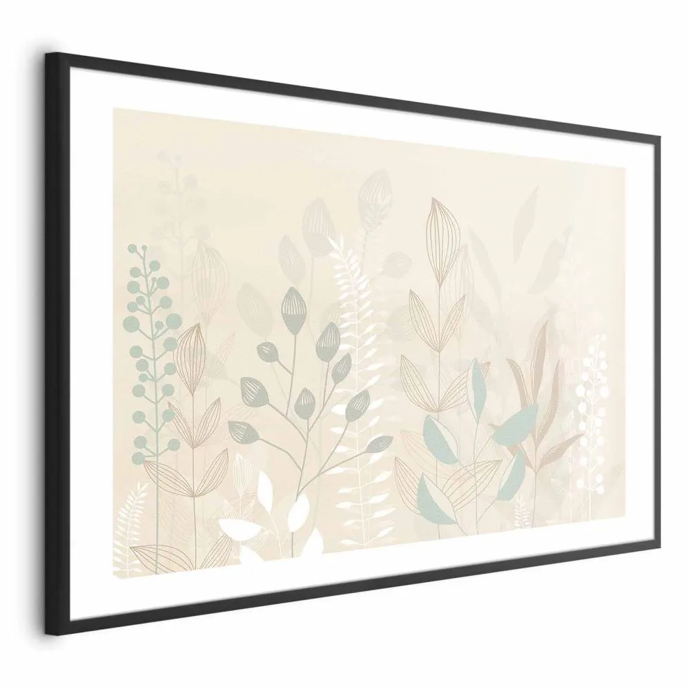 Plakat Pastelowa polana 42x29,7 cm z ramą czarną z marginesem | MIRAT.