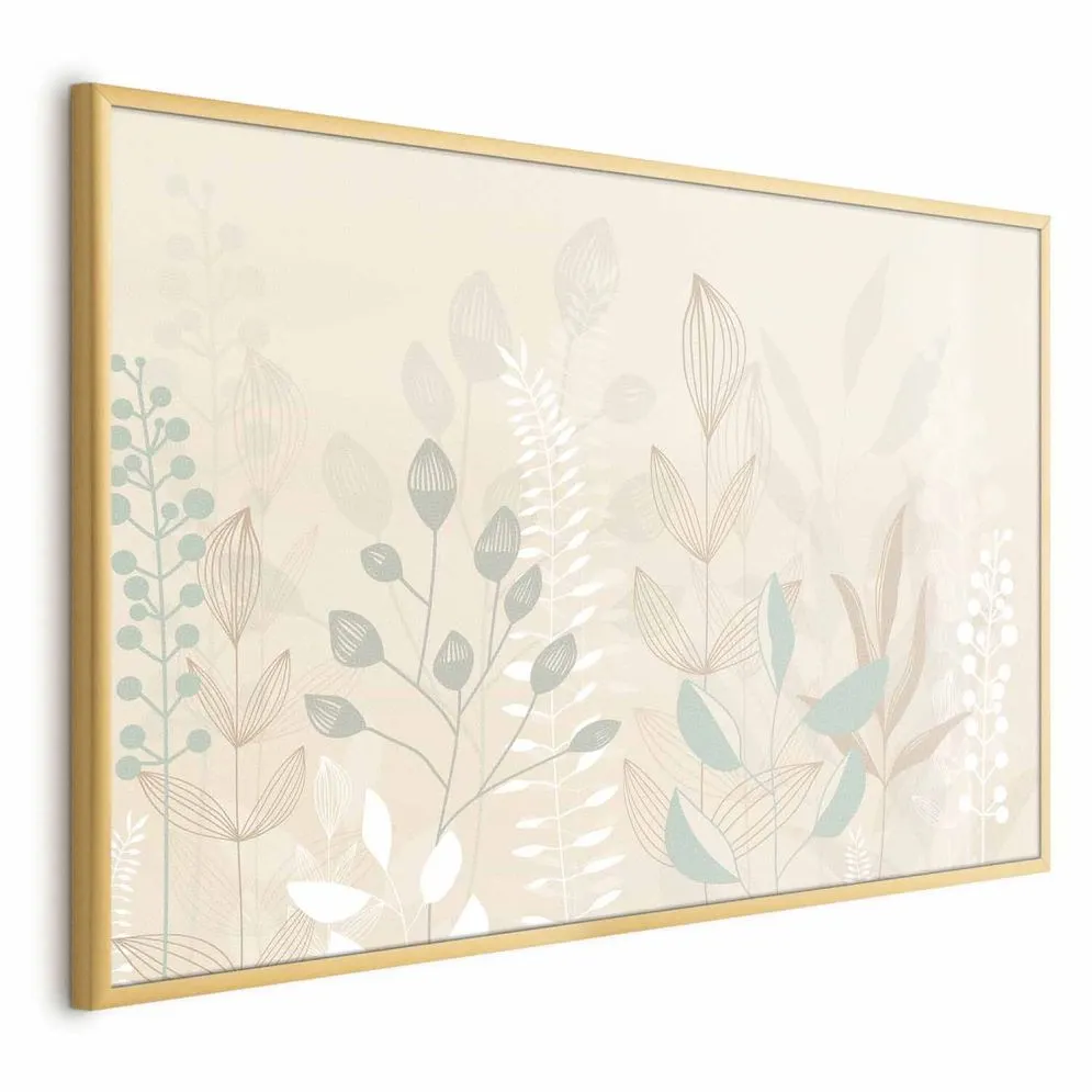 Plakat Pastelowa polana 42x29,7 cm z ramą złotą bez marginesu | MIRAT.
