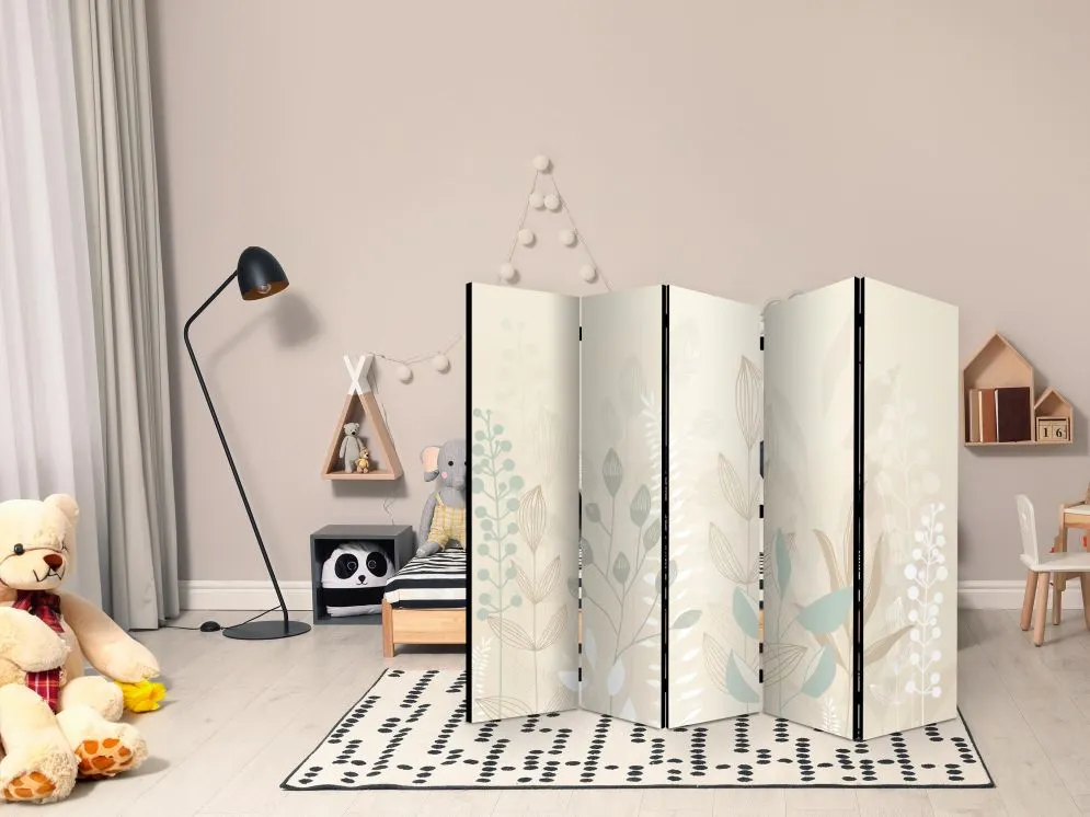 Parawan jednostronny Dla dzieci 225x172 cm 5-częściowy beżowy | MIRAT.