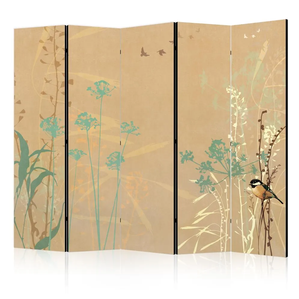 Parawan dwustronny Dla dzieci 225x172 cm 5-częściowy beżowy | MIRAT.