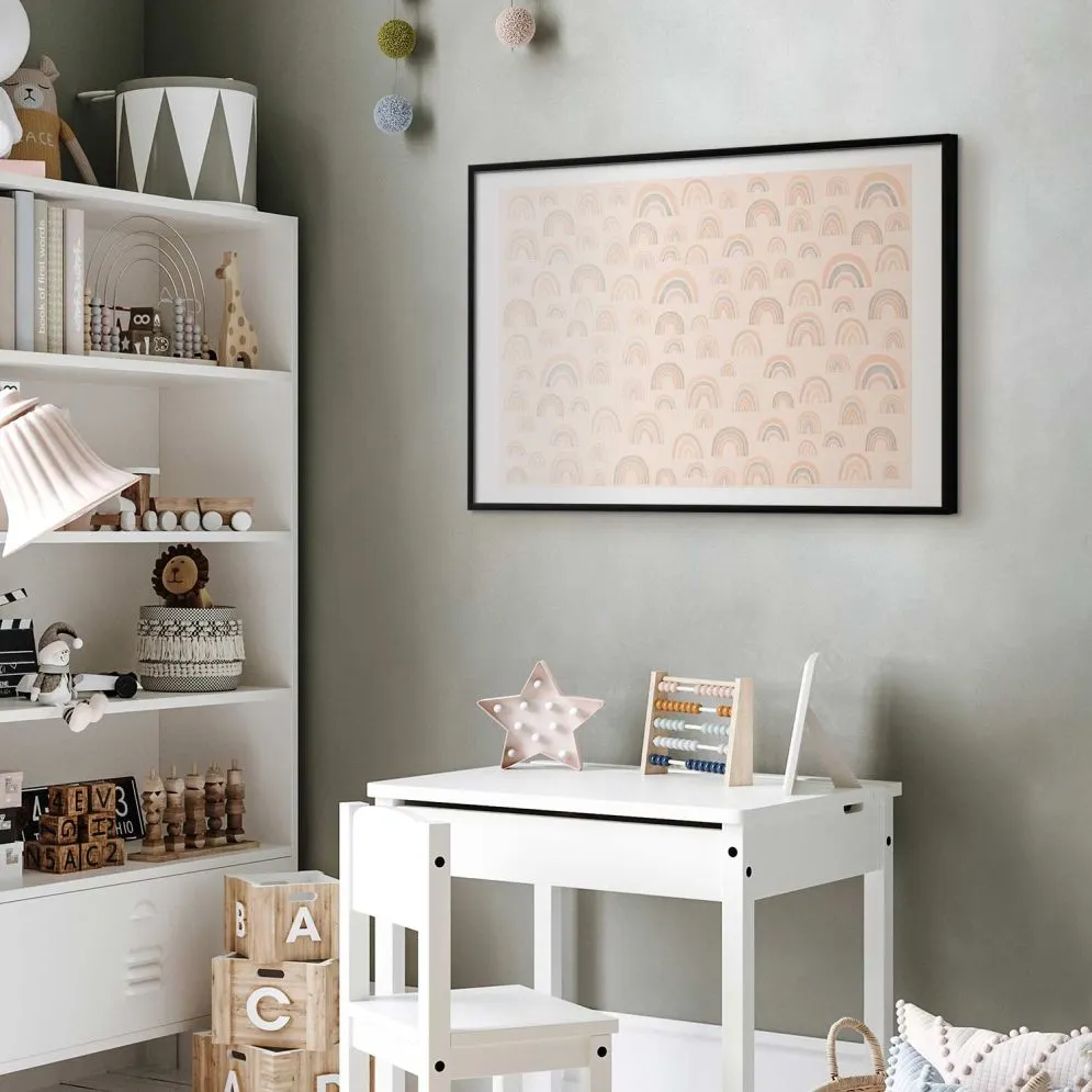 Plakat Pastelowe tęcze 60x40 cm z ramą czarną z marginesem | MIRAT.